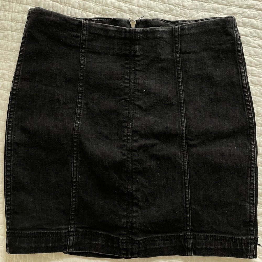 Free People Modern Femme Washed Black Denim Skirt
